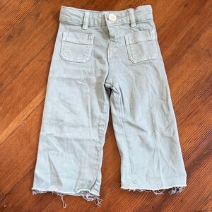 Zara Kids Light Green Frayed Hem Pants